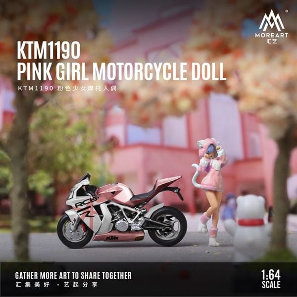  Mô hình nhân vật và mô tô KTM1190 Pink girl tỉ lệ 1:64 More Art MO222099 