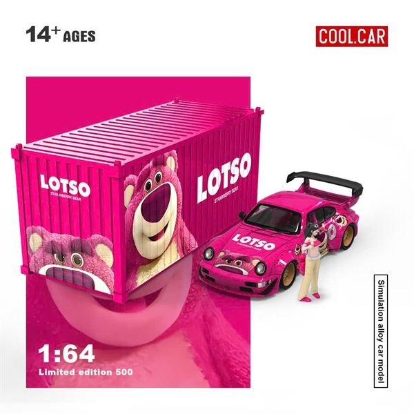  Mô hình xe Porsche 964 Strawberry Bear Series Coating Simulation Alloy Car Model tỉ lệ 1:64 Cool car CC640878 