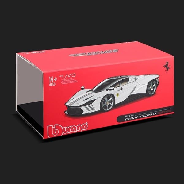  Mô hình xe Ferrari Daytona SP3 White hộp mica tỉ lệ 1:43 Bburago OT43009 