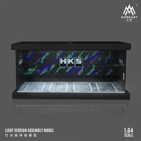  Hộp trưng bày mô phỏng bãi đỗ xe Parking lot custom HKS racing bằng nhựa + có đèn tỉ lệ 1:64 MoreArt MO960106 