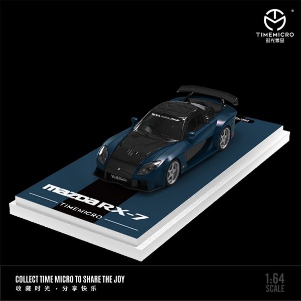 Mô hình xe Mazda RX-7 Veilside Black Blue tỉ lệ 1:64 Time Micro TM645812 
