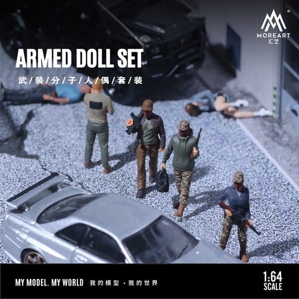  Mô hình set 4 nhân vật cướp có vũ khí 1 tỉ lệ 1:64 MoreArt MO223037 