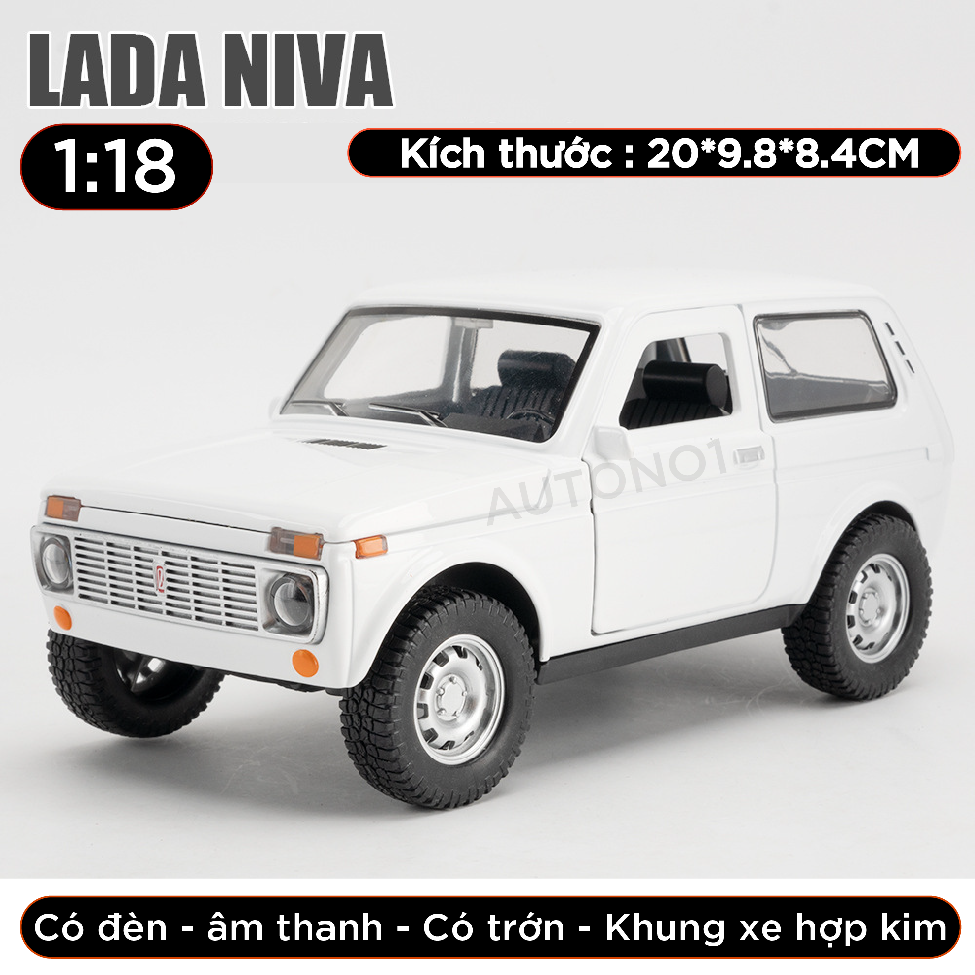  Mô hình xe Lada Niva full open , có đèn và âm thanh tỉ lệ 1:18 Alloy Model OT396 