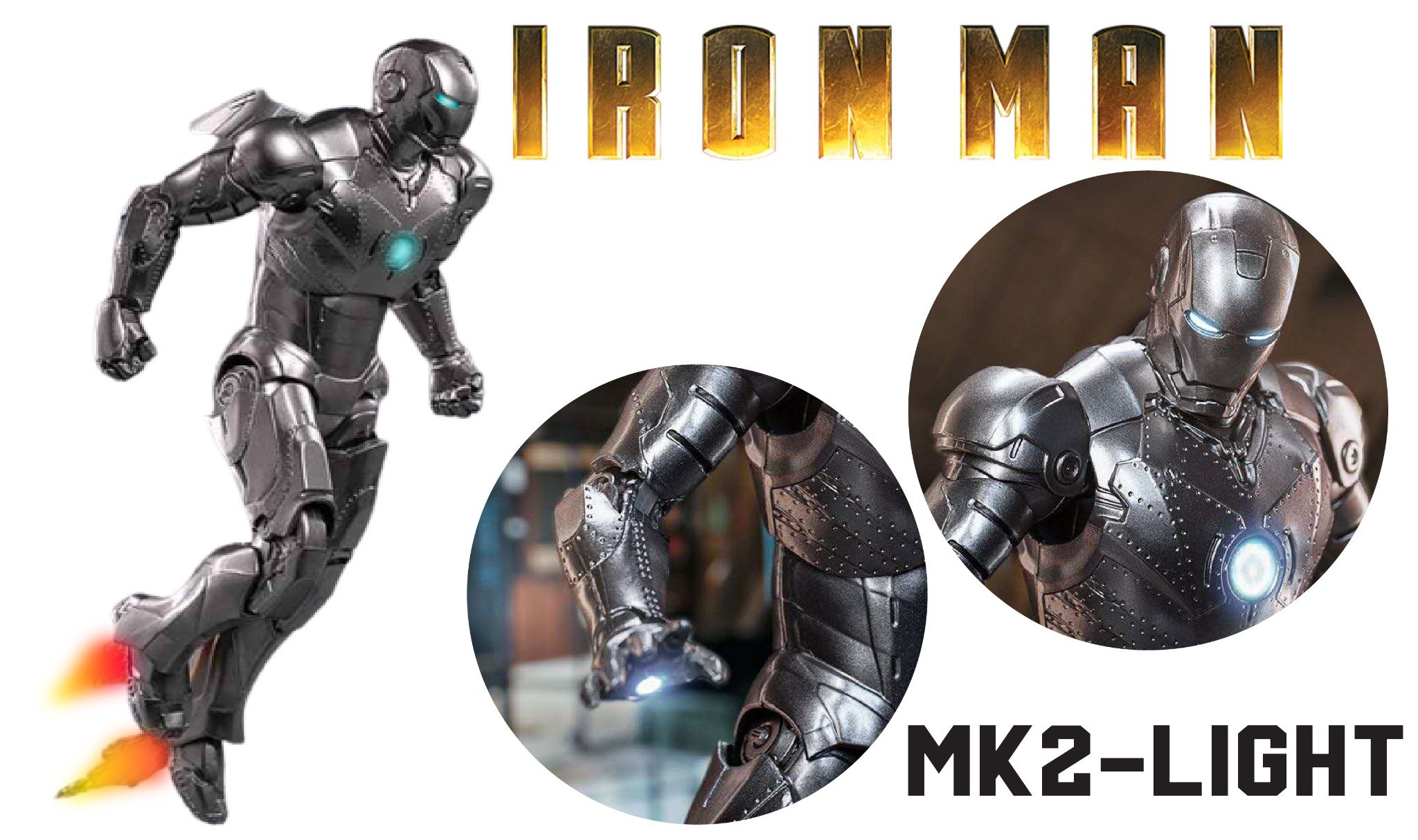  Mô hình nhân vật Marvel Iron man người sắt có đèn MK2 Mark II Avengers SHF tỉ lệ 1:10 18CM ZD Toys FG263 