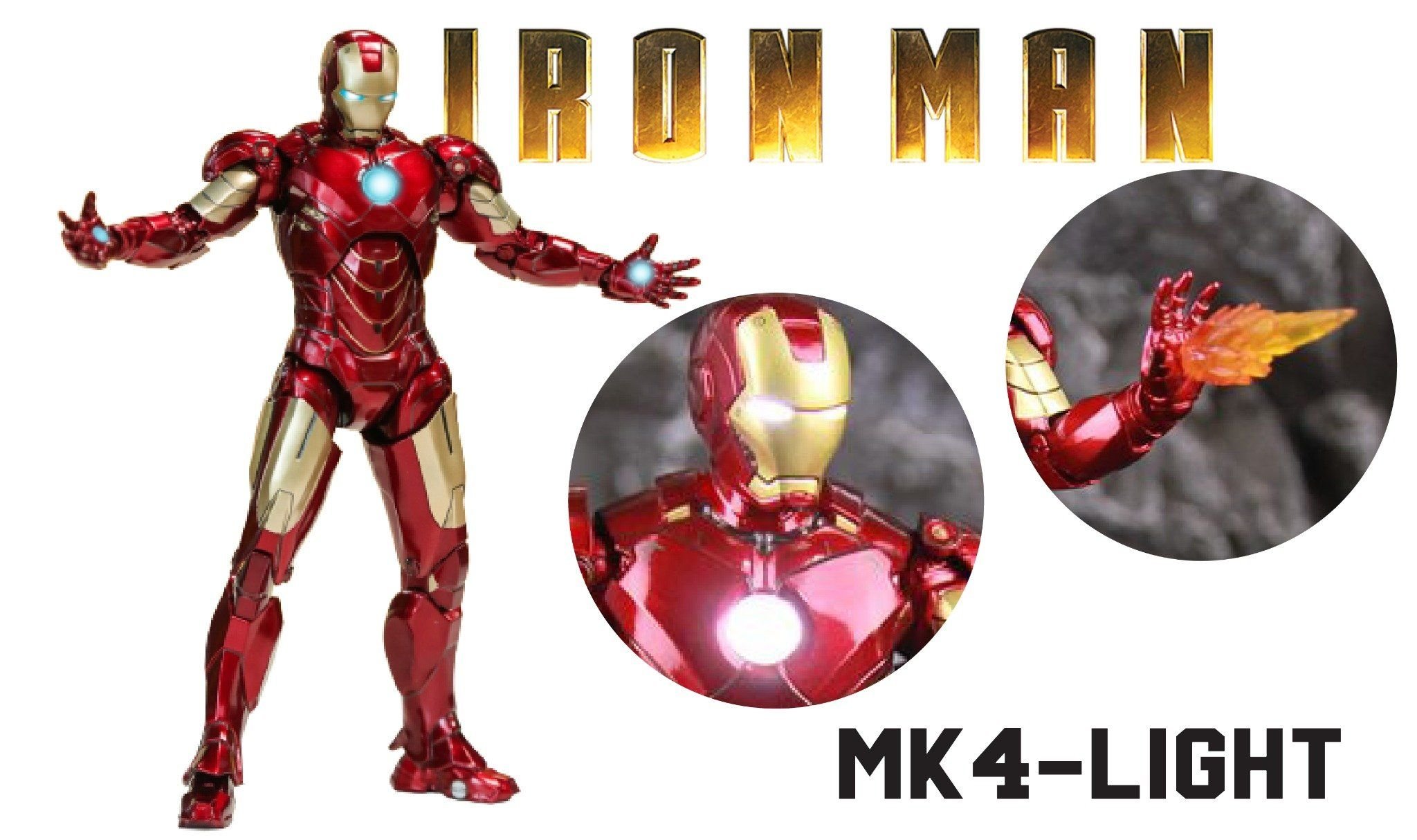  Mô hình nhân vật Marvel Iron man người sắt có đèn MK4 Mark IV Avengers SHF tỉ lệ 1:10 18CM ZD Toys FG263 