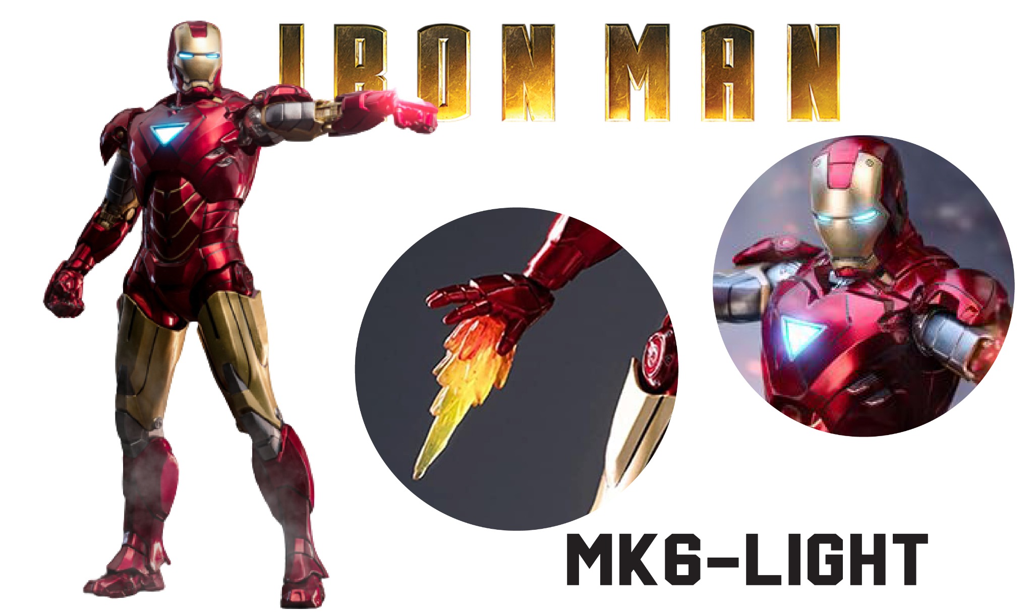  Mô hình nhân vật Marvel Iron man người sắt có đèn MK6 Mark VI Avengers SHF tỉ lệ 1:10 18CM ZD Toys FG263 