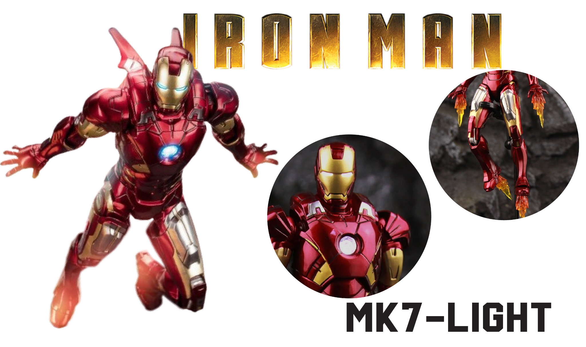  Mô hình nhân vật Marvel Iron man người sắt có đèn MK7 Mark VII Avengers SHF tỉ lệ 1:10 18CM ZD Toys FG263 