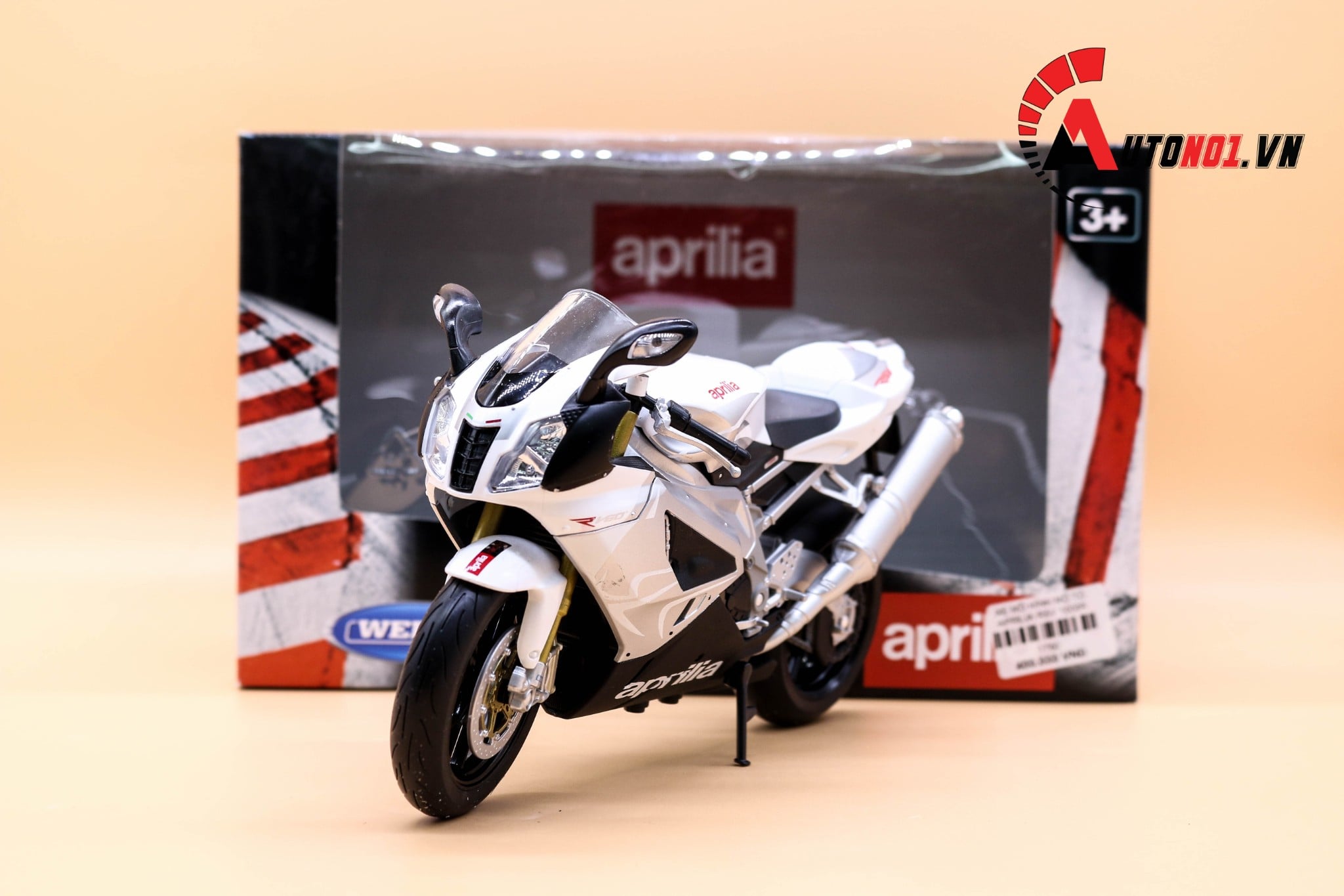 MÔ XE HÌNH MÔ TÔ APRILIA RSV 1000R WHITE 1:10 WELLY