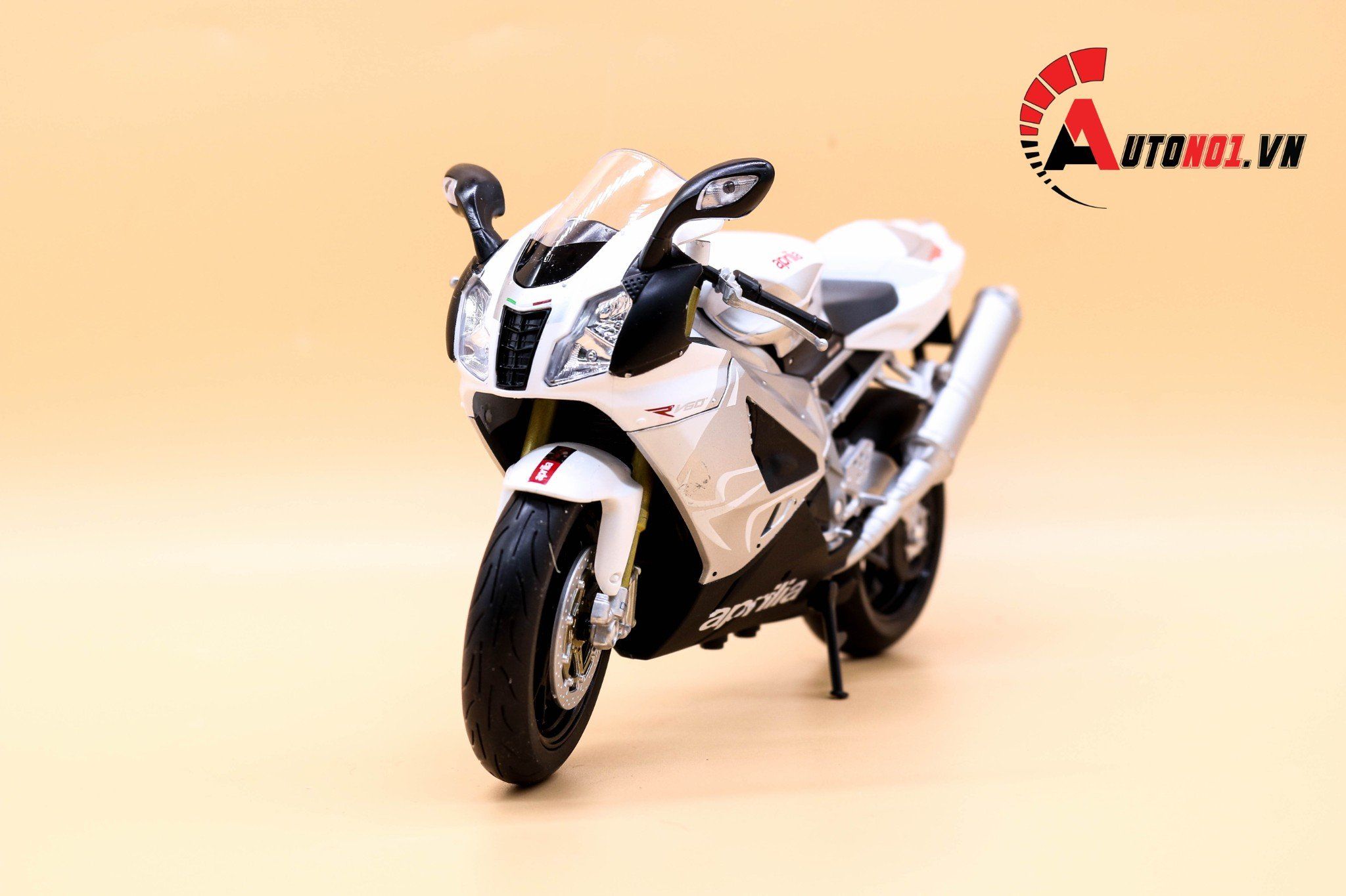  Mô hình xe mô tô Aprilla RSV 1000R white tỉ lệ 1:10 Welly 1750 