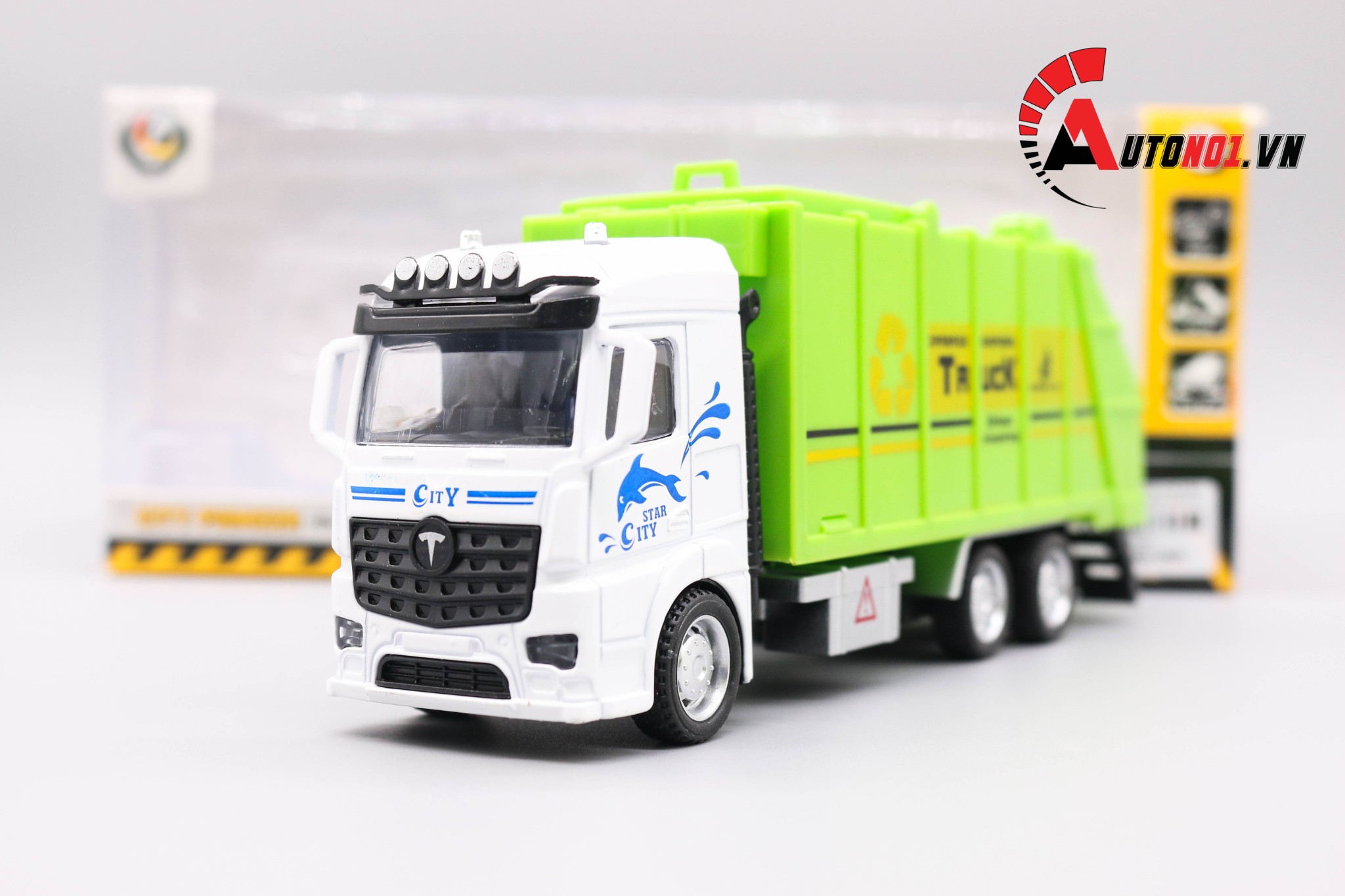 MÔ HÌNH XE TẢI CHỞ RÁC WHITE 1:32 TRUCK METAL