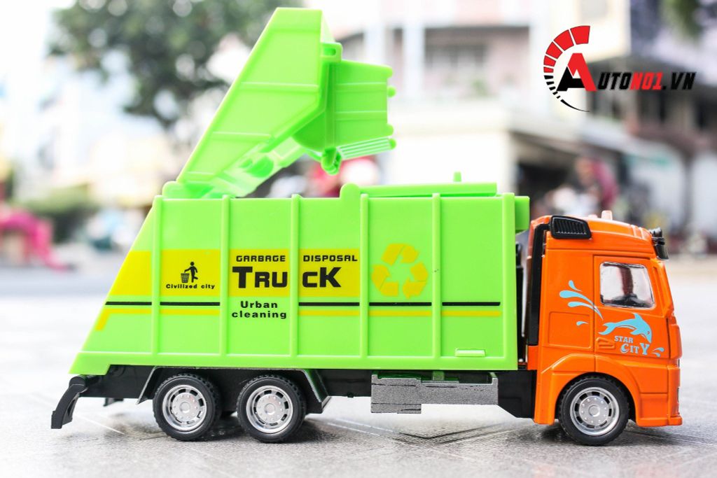 MÔ HÌNH XE TẢI CHỞ RÁC ORANGE 1:32 TRUCK METAL