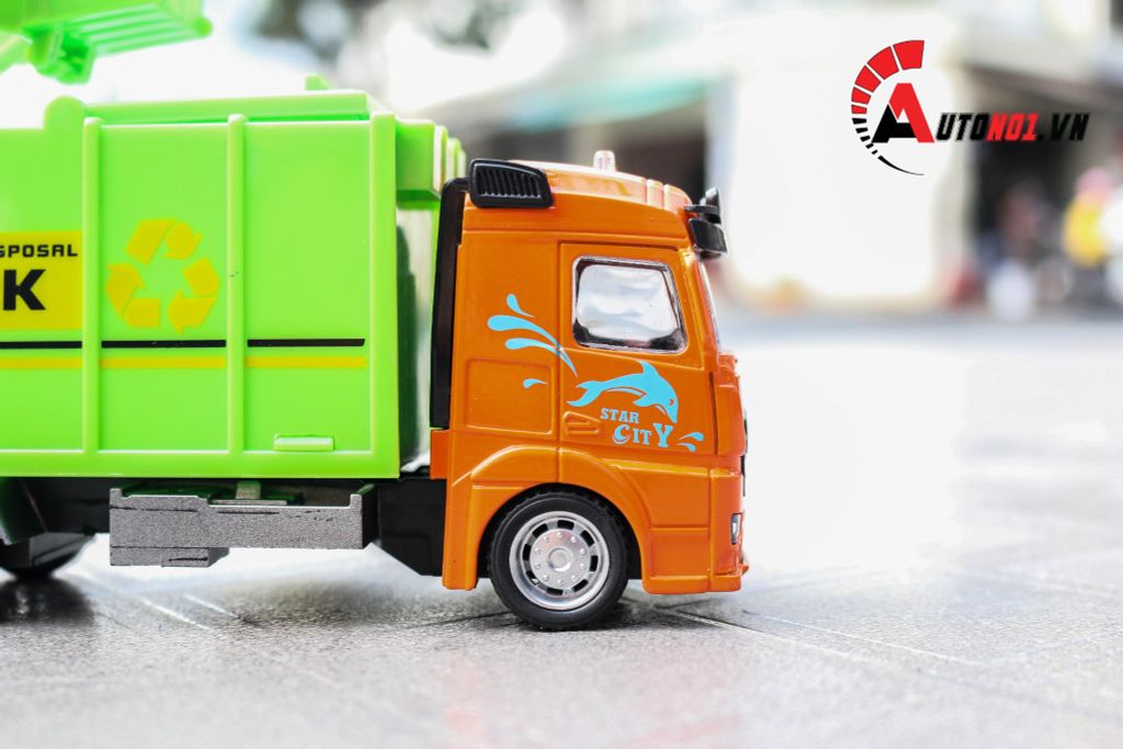 MÔ HÌNH XE TẢI CHỞ RÁC ORANGE 1:32 TRUCK METAL