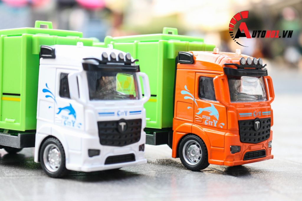 MÔ HÌNH XE TẢI CHỞ RÁC ORANGE 1:32 TRUCK METAL