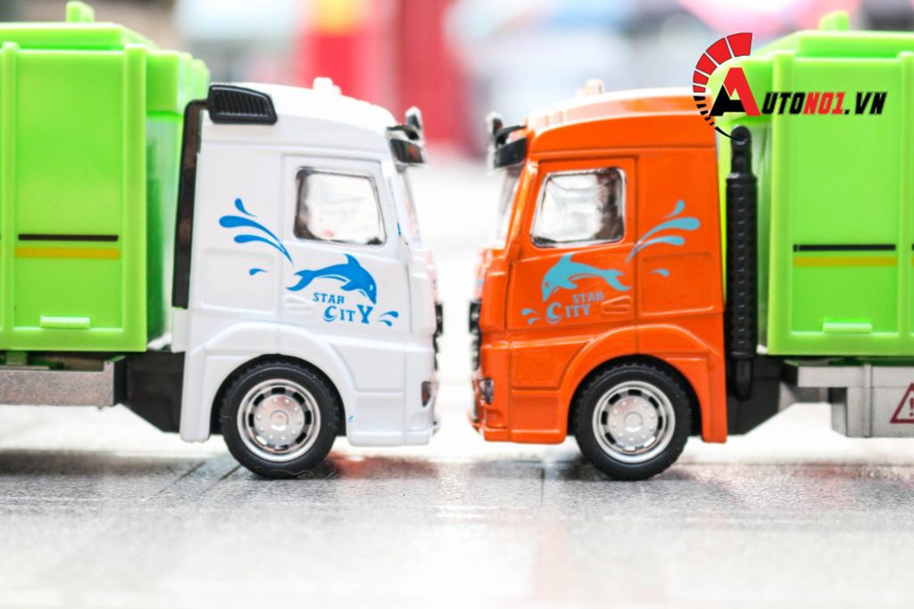 MÔ HÌNH XE TẢI CHỞ RÁC ORANGE 1:32 TRUCK METAL