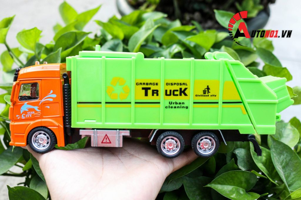 MÔ HÌNH XE TẢI CHỞ RÁC ORANGE 1:32 TRUCK METAL