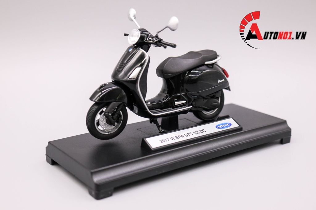 MÔ HÌNH XE VESPA GTS 125CC 2017 BLACK 1:18 WELLY