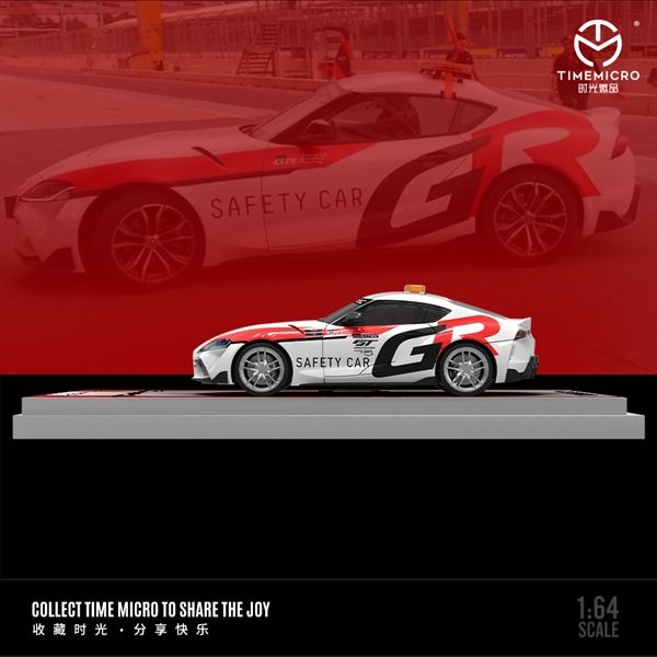  Mô hình xe Toyota Supra A90-Safety Car White Red tỉ lệ 1:64 Time Micro TM647413 