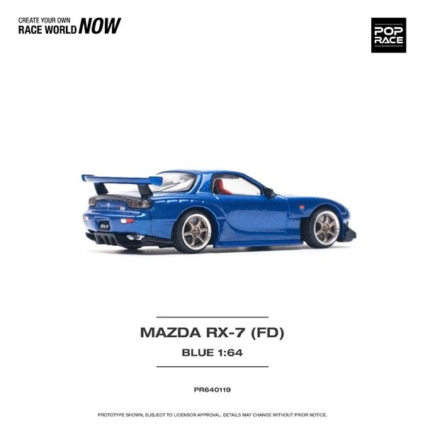  Mô hình xe Mazda RX7 RE Amemiya mở capo tỉ lệ 1:64 Poprace PR640119 