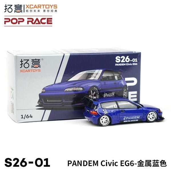  Mô hình xe Pandem Civic EG6 Blue tỉ lệ 1:64 POPRACE S26-01 
