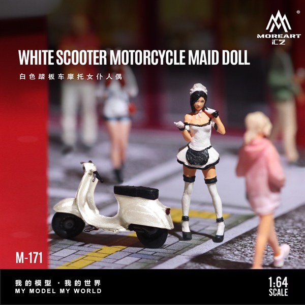  Mô hình nhân vật figure nữ White Scooter Motorcycle Maid tỉ lệ 1:64 More Art MO222171 