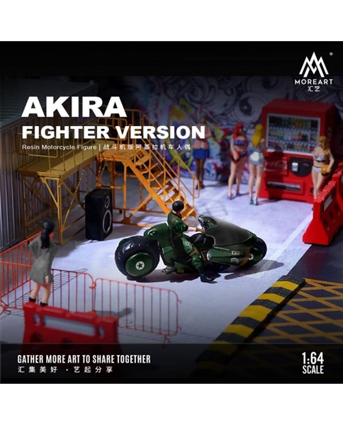  Mô hình xe mô tô đua + nhân vật Akira green resin tỉ lệ 1:64 MoreArt MO222038 