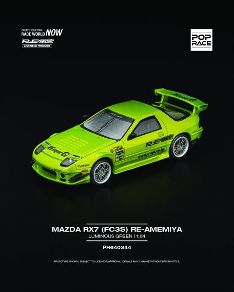  Mô hình xe Mazda RX7 FC3S RE-Amemiya Luminous Green tỉ lê 1:64 Poprace PR640344 