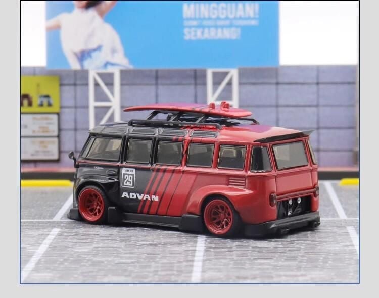  Mô hình xe Volkwagen T1 ADVAN Yokohama Red black tỉ lệ 1:64 IM models OT64063 