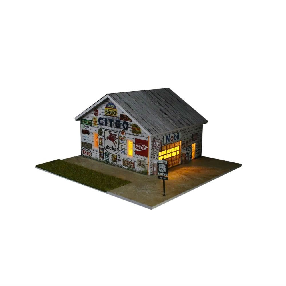  Hộp trưng bày mica mô phỏng nhà kho + sân cỏ có đèn kích thước 30x30x15cm MO936411 