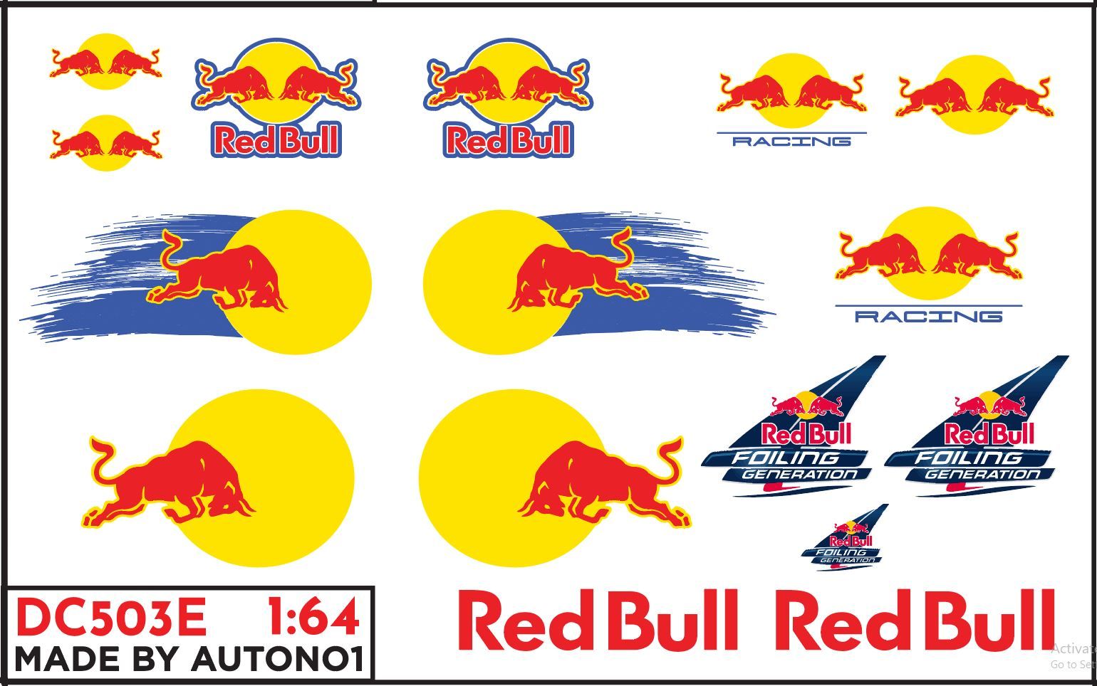  Decal nước decal nước Red Bull Racing 1:64 Autono1 DC503E 