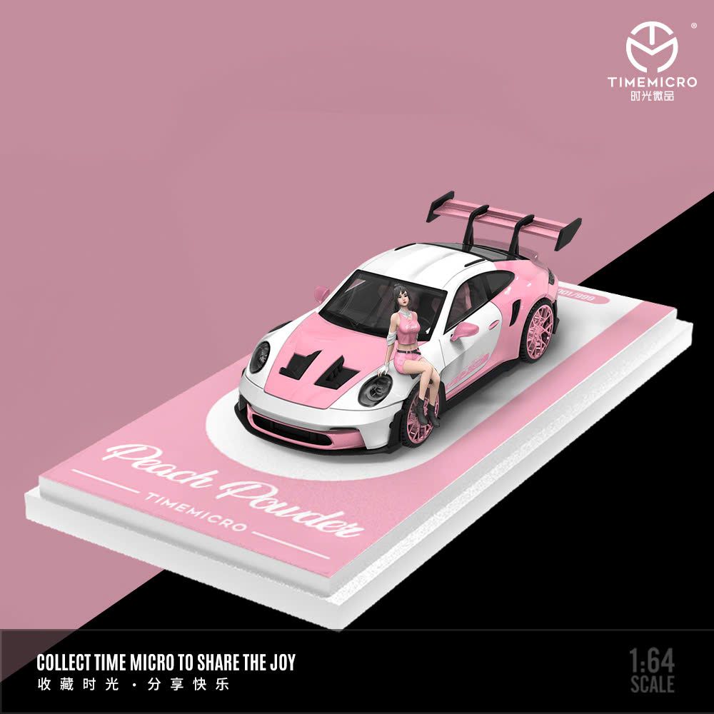  Mô hình xe Volkwagen T1 - Porsche 992 GT3 RS Peach Pink Powder tỉ lệ 1:64 Time micro 