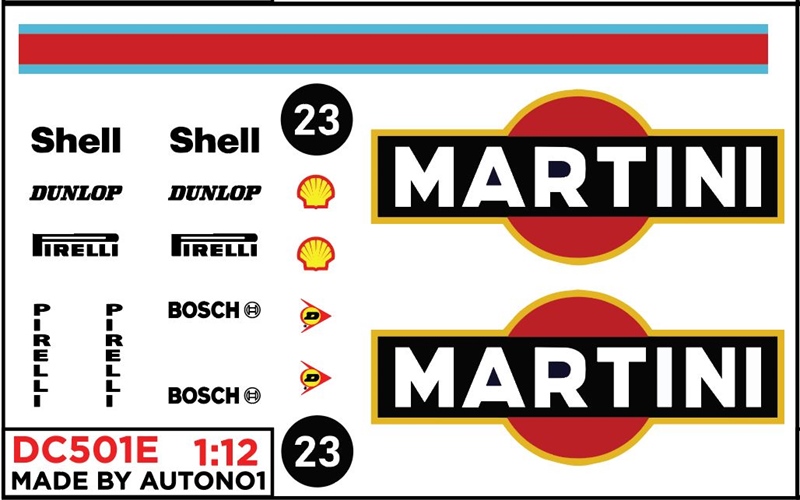  Decal nước Martini 1:12 Autono1 DC501e 