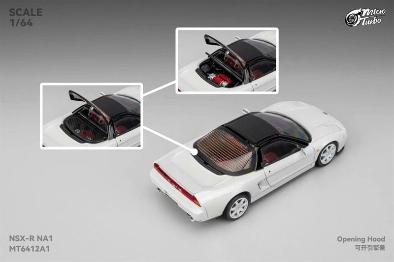  Mô hình xe Honda NSX-R NA1 Type R white mở được nắp máy sau tỉ lệ 1:64 Micro Turbo MT6412A1 