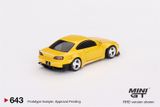 Mô hình xe Nissan Silvia (S15) Rocket Bunny Bronze Yellow bản card tỉ lệ 1:64 MiniGT x Mijio MGT00643-MJ 