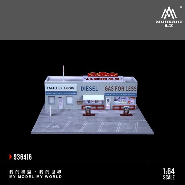  Hộp trưng bày mô phỏng trạm xăng phong cách mỹ American Gas station tỉ lệ 1:64 MoreArt MO936416 