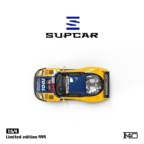  Mô hình xe Ferrari F40 Race IGOL yellow blue #27 limited edition 999pcs tỉ lệ 1:64 Supcar SC64024 