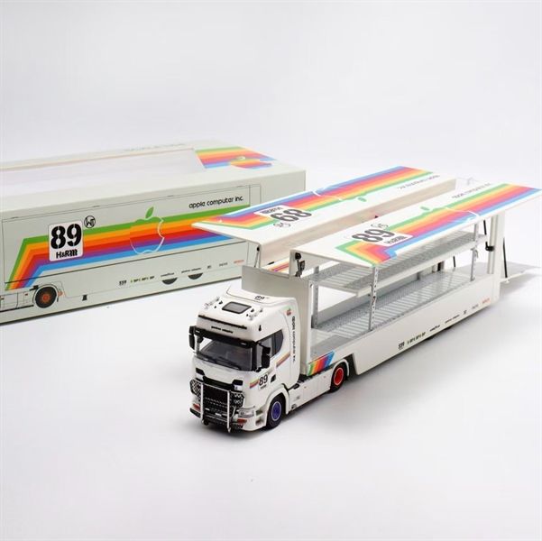  Mô hình xe tải đầu kéo thùng container Scania S730 v8 Apple 89# white pain mở được thùng limited 450pcs tỉ lệ 1:64 Kengfai & MAXWELL (MW) OT64396 