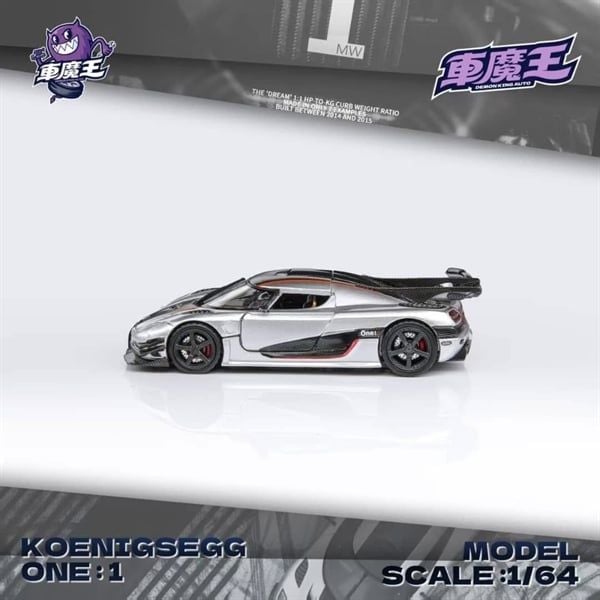  Mô hình xe Koenigsegg One:1 Openable Doors and Magnetic Engine Hood tỉ lệ 1:64 Demon King OT64464 