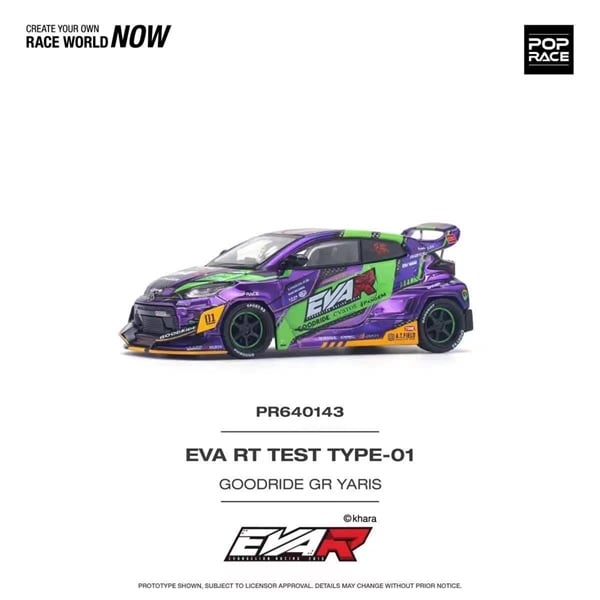  Mô hình xe Toyota Yaris GR Purple chrome EVA Livery tỉ lệ 1:64 Poprace PR640143 