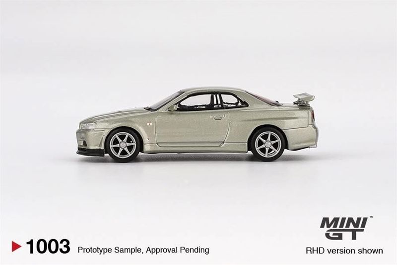 Mô hình xe Nissan Skyline GT-R (R34) V-Spec II Nür Millenium Jade card tỉ lệ 1:64 MiniGT MGT01003 