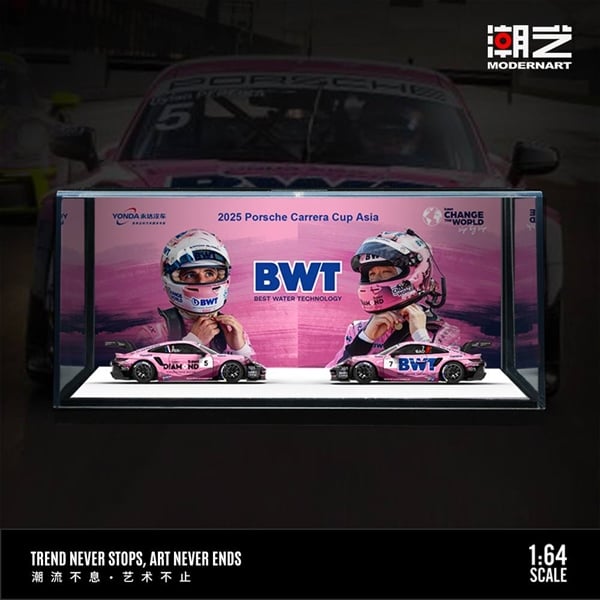  Mô hình xe Set 2 Porsche 911 GT3 CUP(992) BWT Racing #7 - #5 Dylan Pereira - Bao Jinglong tỉ lệ 1:64 MoreArt & YONDA MD647306 