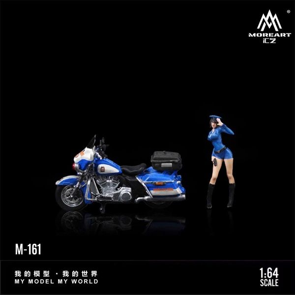  Mô hình nhân vật figure nữ và xe cảnh sát Harley Davison resin tỉ lệ 1:64 MoreArt MO222161 