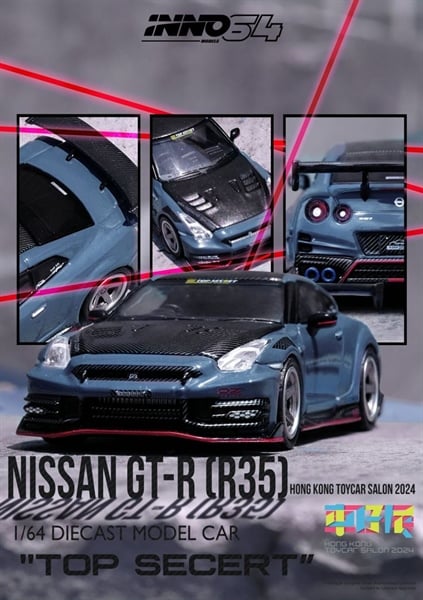  Mô hình xe Nissan GTR-R35 Hongkong toycar salon 2024 TOP SECRET tỉ lệ 1:64 Inno64 model 
