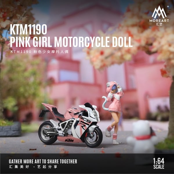  Mô hình nhân vật và mô tô KTM1190 Pink girl tỉ lệ 1:64 More Art MO222099 