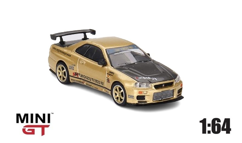  Mô hình xe Nissan Skyline GT-R (R34) Top Secret Top Secret Gold Japan Exclusive tỉ lệ 1:64 MiniGT MGT00676 