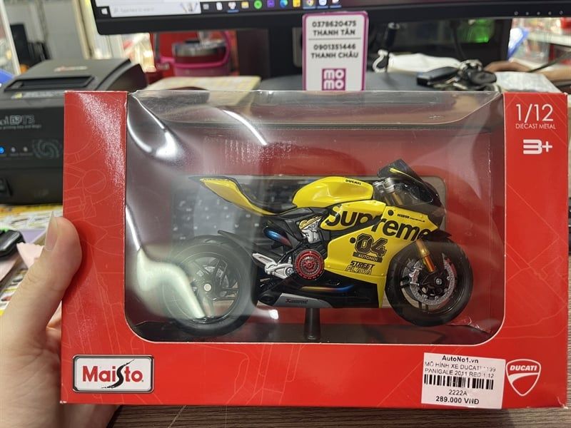  Mô hình xe độ Ducati 1199 Supreme Yellow độ nồi khô tỉ lệ 1:12 Autono1 D221F 