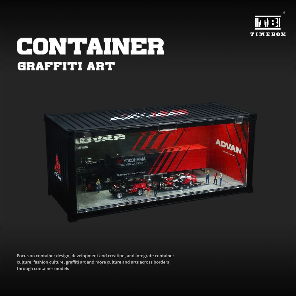  Hộp trưng bày container mô phỏng garage ADVAN 36x14x14 có đèn - mica tỉ lệ 1:64 Time Box-MoreArt TB400202 