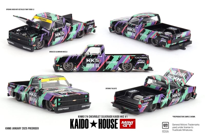 Mô hình xe Chevrolet Silverado KAIDO HKS V1 tỉ lệ 1:64 Kaido House KHMG174 