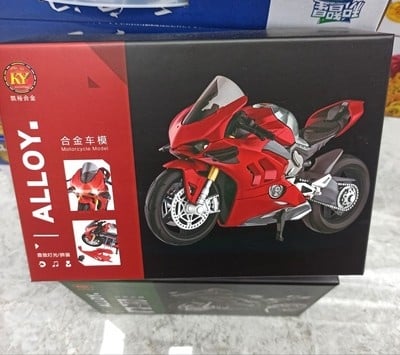  Mô hình xe lắp ráp Ducati V4 hợp kim có âm thanh có đèn 1:12 Alloy Model MT032 
