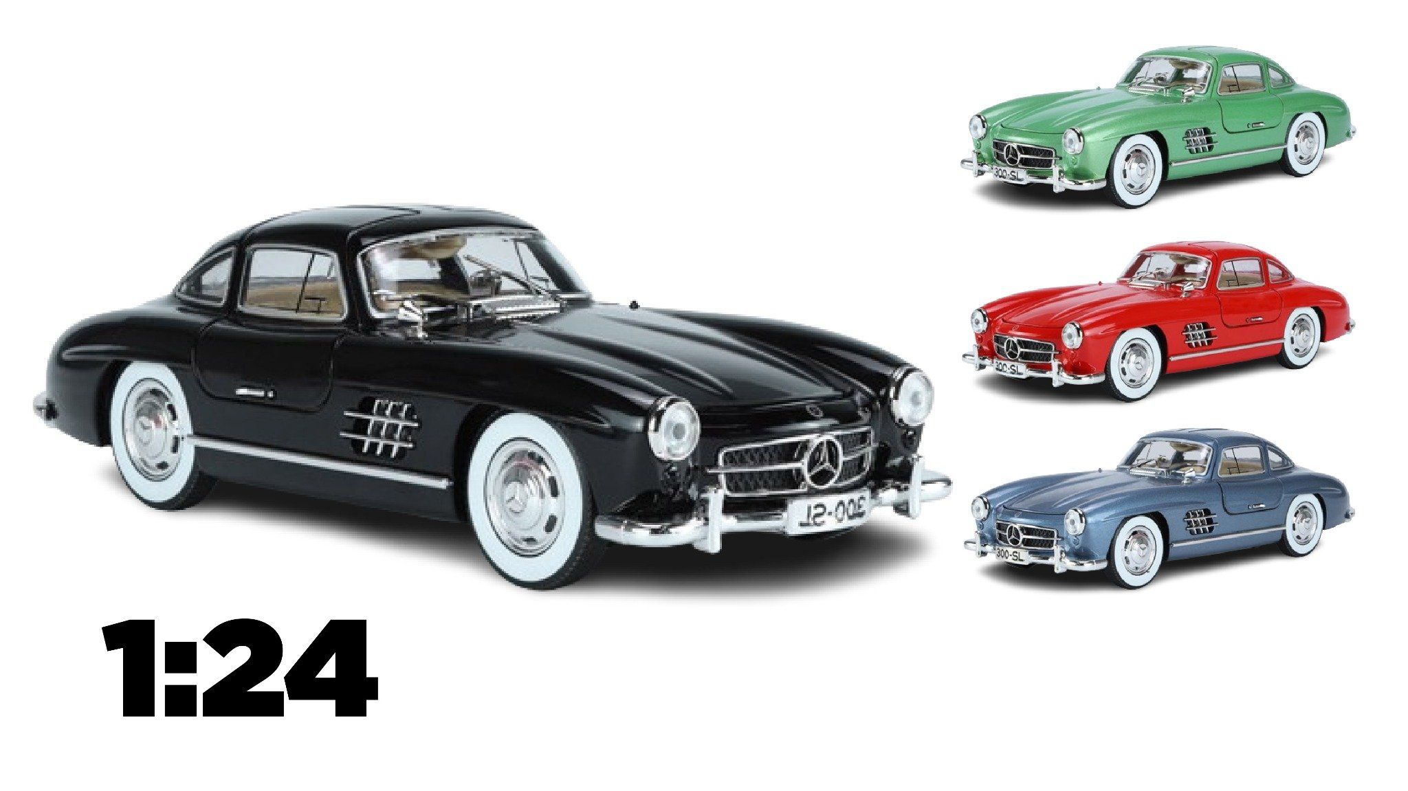  Mô hình xe Mercedes-Benz 300 SL full open có đèn có âm thanh đánh lái được tỉ lệ 1:24 Jinlifang OT433 