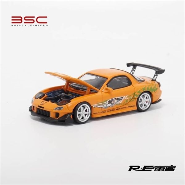  Mô hình xe Mazda RX-7 F3DS Fast & Furious mở được capo tỉ lệ 1:64 Briscalemicro BSC-RX7RE-FFORG 
